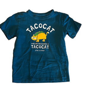 Life Is Good Kids Blue Taco Cat Tee